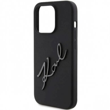 Karl Lagerfeld Silicone Karl Script dėklas skirtas iPhone 15 Pro - Juodas 5