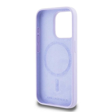 Karl Lagerfeld Silicone Karl&amp;Choupette Heads Ring MagSafe Dėklas iPhone 15 Pro - violetinis 6