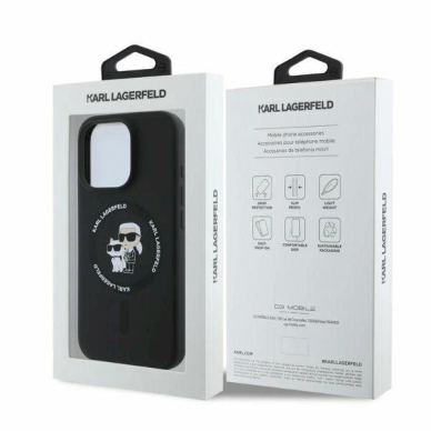 Karl Lagerfeld Silicone KarlChoupette Heads Ring MagSafe Dėklas iPhone 16 Pro - Juodas 3