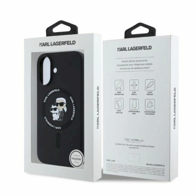 Karl Lagerfeld Silicone KarlChoupette Heads Ring MagSafe iPhone 16 Dėklas - Juodas 3