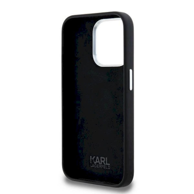 Karl Lagerfeld Silicone Metal Script Logo dėklas iPhone 15 Pro - Juodas 6