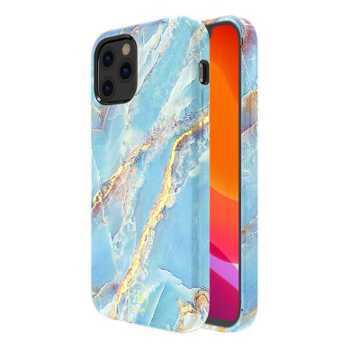 Kingxbar Marble Serijos Dėklas Dekoruotas Marmuro Raštu Iphone 12 Mini Mėlynas 1