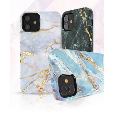 Kingxbar Marble Serijos Dėklas Dekoruotas Marmuro Raštu Iphone 12 Mini Mėlynas 2