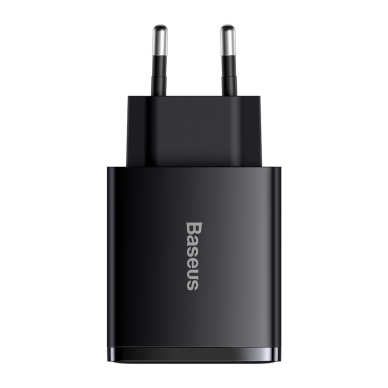 Kompaktinis Greitas Buitinis Įkroviklis Baseus Compact quick charger USB Type C / 2x USB 30W 3A Power Delivery Quick Charge Juodas (CCXJ-E01) 1