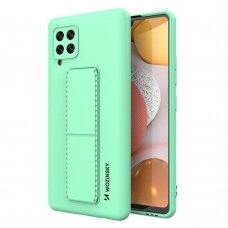 Lankstus Silikoninis Dėklas su Stovu Wozinsky Kickstand Case Samsung Galaxy A22 4G Mėtinis