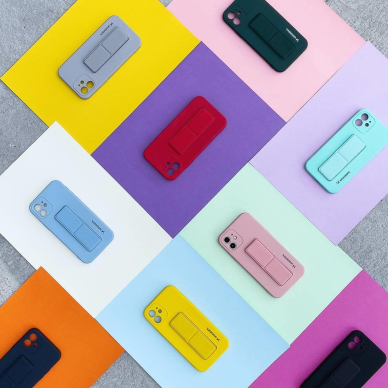 Lankstus Silikoninis Dėklas su Stovu Wozinsky Kickstand Case Samsung Galaxy A22 4G Mėlynas 16