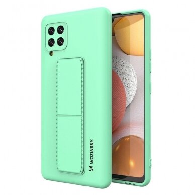 Lankstus Silikoninis Dėklas su Stovu Wozinsky Kickstand Case Samsung Galaxy A22 4G Mėtinis