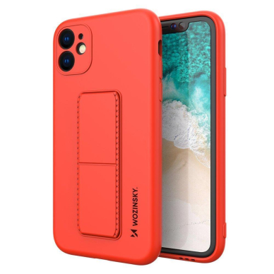 Lankstus Silikoninis Dėklas su Stovu Wozinsky Kickstand Case Samsung Galaxy A22 4G Raudonas 1