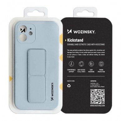 Lankstus Silikoninis Dėklas su Stovu Wozinsky Kickstand Case Samsung Galaxy A22 4G Šviesiai Mėlynas 18