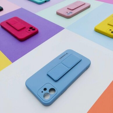 Lankstus Silikoninis Dėklas su Stovu Wozinsky Kickstand Case Samsung Galaxy A22 4G Tamsiai Žalias 10