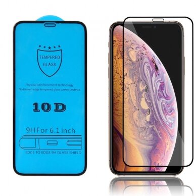 Lcd Apsauginis Stikliukas 10D Full Glue Apple Iphone Xr/11 Lenktas Juodas