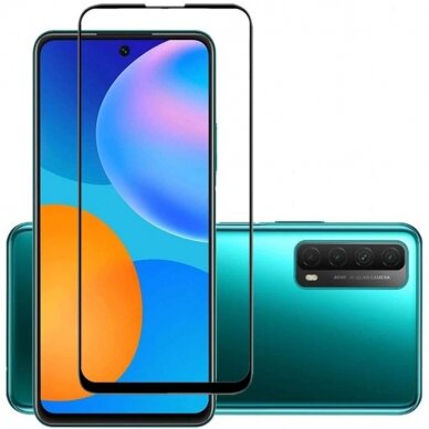 Akcija! Huawei P Smart 2021/Y7A/Honor 10X Lite LCD apsauginis stikliukas 9H 5D juodais kraštais