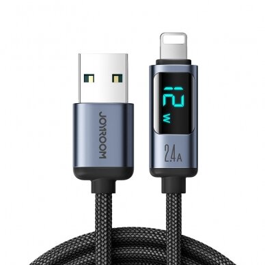 Lightning cable - USB A 2.4A 1.2m with LED display Joyroom S-AL012A16 - Juodas