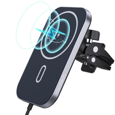 Magnetinis Automobilinis Telefono Laikiklis - Įkroviklis Choetech Car Magnetic Mount Inductive Qi Charger 15W (suderinama su MagSafe) Juodas (T200-F) 1