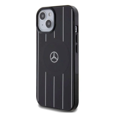 Mercedes Double Layer Crossed Lines MagSafe dėklas skirtas iPhone 15 - Juodas