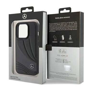 Mercedes Leather Wave Pattern dėklas skirtas iPhone 15 Pro - Juodas 7