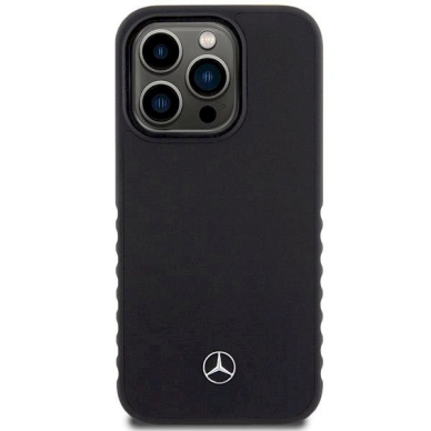 Mercedes Smooth Leather dėklas skirtas iPhone 15 Pro - Juodas 2