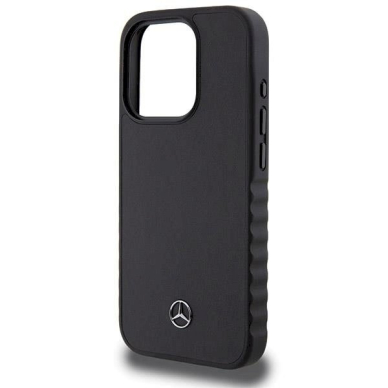 Mercedes Smooth Leather dėklas skirtas iPhone 15 Pro - Juodas 5