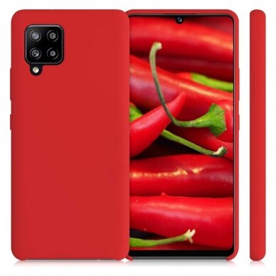 Minkštas Lankstus Dėklas Silicone Case Soft Flexible Rubber Cover Samsung Galaxy A22 4G Raudonas