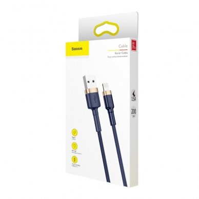 Nailoninis Pintas Kabelis Baseus Cafule Cable Durable USB / Lightning QC3.0 1.5A 2M Mėlynas (CALKLF-CV3) UGLX912 5