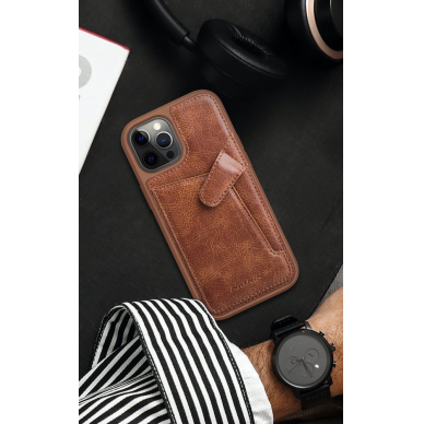 Odinis dėklas Nillkin Aoge Leather iPhone 12 mini rudas 11