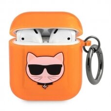 Orginalus dėklas Karl Lagerfeld KLA2UCHFO AirPods cover Oranžinis Choupette