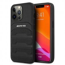 Originalus AMG dėklas Leather Debossed Lines AMHCP13XGSEBK iPhone 13 Pro Max Juodas