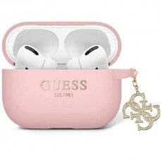 Originalus dėklas Guess GUAP2LECG4P case skirta AirPods Pro 2 cover - rožinis Liquid Silicone Glitter Triangle Charm