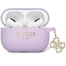 Originalus dėklas Guess GUAP2LECG4U case skirta AirPods Pro 2 cover - purple Liquid Silicone Glitter Triangle Charm