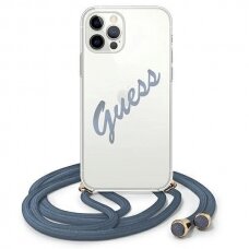 Originalus dėklas Guess GUHCP12LCRTVSBL iPhone 12 Pro Max 6.7  Mėlynas/Mėlynas hardcase Script Vintage