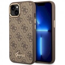 Originalus dėklas Guess GUHCP14SHG4SHW iPhone 14 6.1Rudas/Rudas hard case 4G Vintage Gold Logo