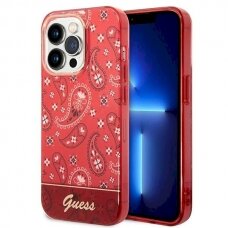 Originalus dėklas Guess GUHCP14XHGBNHR iPhone 14 Pro Max 6.7  Raudonas hardcase Bandana Paisley