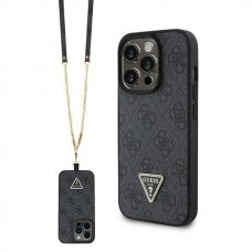 Originalus dėklas Guess GUHCP15LP4TDSCPK iPhone 15 Pro 6.1  Juodas hardcase Crossbody 4G Metal Logo