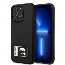 Originalus dėklas Karl Lagerfeld KLHCP13L3DKPK iPhone 13 Pro / 13 6,1"  Juodas hardcase Ikonik Patch