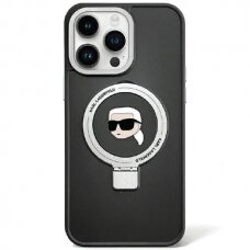 Originalus dėklas Karl Lagerfeld KLHMP15SHMRSKHK iPhone 15 6.1  Juodas hardcase Ring Stand Karl Head MagSafe