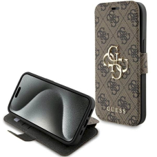 Originalus Guess dėklas 4G Metal LogoiPhone 15 / 14 / 13 - Rudas