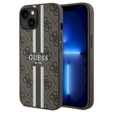 Originalus Guess dėklas 4G Printed Stripes MagSafeiPhone 15/14/13 - Rudas