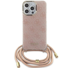 Originalus Guess dėklas Crossbody Cord 4G Print case for iPhone 15 / 14 / 13 - Rožinis