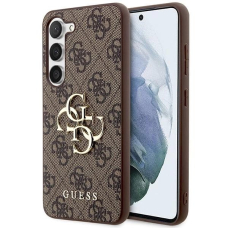 Originalus Guess dėklas GUHCS23FE4GMGBR S23 FE S711 Rudas/Rudas hardcase 4G Big Metal Logo