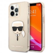 Originalus Karl Lagerfeld dėklas KLHCP13LKHTUGLGO iPhone 13 Pro / 13 6,1" Auksinis Glitter Karl`s Head