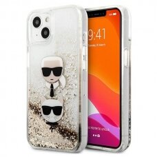 Originalus Karl Lagerfeld dėklas KLHCP13SKICGLD iPhone 13 mini 5,4" Auksinis Liquid Glitter Karl&Choupette Head