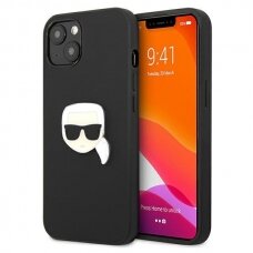 Originalus Karl Lagerfeld dėklas KLHCP13SPKMK iPhone 13 mini 5,4" Juodas Leather Ikonik Karl`s Head Metal