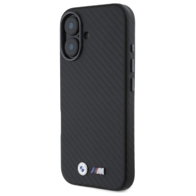 Orginalus BMW Dėklas Carbon Wrapped Metal iPhone 16  - Juodas 1