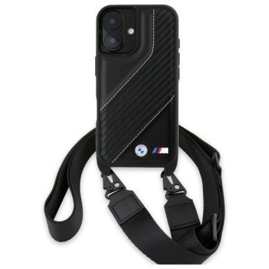 Orginalus BMW Dėklas M Edition Carbon Stripe  Strap iPhone 16 Plus  - Juodas 1