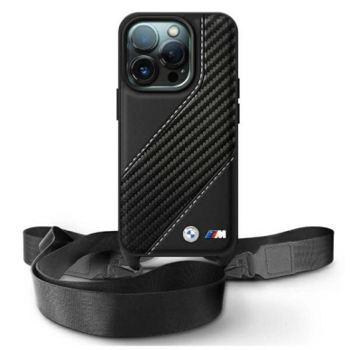 Orginalus BMW Dėklas M Edition Carbon Stripe  Strap  iPhone 16 Pro Max - Juodas