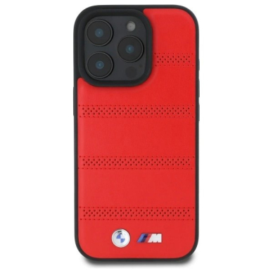 Orginalus BMW Dėklas M Perforated And Stitched Line MagSafe  iPhone 16 Pro Max - red 1