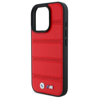 Orginalus BMW Dėklas M Perforated And Stitched Line MagSafe  iPhone 16 Pro Max - red 4