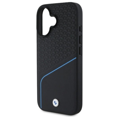 Orginalus BMW Dėklas Sign Leather Textured And Line MagSafe iPhone 16  - Juodas 5