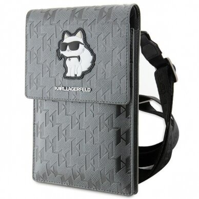 Orginalus dėklas Karl Lagerfeld Case KLWBSAKHPCG Handbag - Silver Saffiano Monogram Choupette