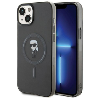 Orginalus dėklas Karl Lagerfeld IML Ikonik MagSafe case skirta iPhone 15 Plus - Juodas